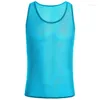 Men's Tank Tops Men Mesh See-Through Shine Vest Fitness Shirt Undershirt Muscle Crop Top Sheer Sleeveless Shirts Breathable Sexy Singlet