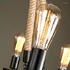 Luminárias pendentes IWHD 8 cabeças Lampen Ferro Estilo Loft Lâmpada retrô Luzes industriais Corda LED Luminárias vintage penduradas