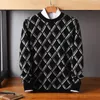 Men's Sweaters Autumn And Winter Round Neck Pullover Sweater Pure Wool Knitted Cashmere Casual Color Matching Top