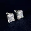 Choucong Handmade Stud Earrings Simple Fashion Jewelry 925 Sterling Silver Princess Cut White Topaz CZ Diamond Gemstones Party Women Band Earring Gift