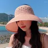 Berets Summer Female Sun Hats Big Brim Classic Bowknot Foldable Fashion Straw Hat Casual Outdoor Beach Cap For Women UV Protected