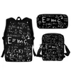 Torby szkolne torba nastolatków moda Matematyczna formuła drukująca mężczyźni plecak plecak lunch Messenger Pencil Case Prezent Mochila
