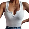 Débardeurs femme débardeur femme léger Slim Fit tricoté côtelé coupe basse hauts Sexy sans manches col en v culture pour Clubwear