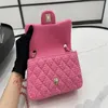 Borsa di design Borsa a tracolla singola con catena con fibbia in oro intrecciato con motivo a diamante, la bustina rosa è troppo adatta per l'uso quotidiano A412