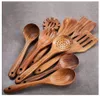 Dinnerware Sets Wooden Kitchen Utensils Set GUDAMAYE 9 PCE Spoons for Cooking Natural Teak For Non 230714