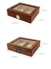 Cajas de humidificador de cigarros de madera de cedro de vidrio transparente de lujo Nueva caja de cigarros de madera portátil Caja de gabinete de humidificadores de cigarros de viaje superior de vidrio