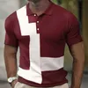 Camisetas de hombre Waffle Patchwork Polo para hombre Moda de verano Botón de solapa Camiseta de manga corta Tops Hombres Ropa casual de negocios Polos Camisetas L230715