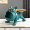 Decorative Objects Figurines Dog Ornament Big Mouth French Bulldog Butler Storage Box with Tray Nordic Table Decoration Resin Animal Sculpture Statue 230715