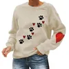 Sweats à capuche pour femmes Long Layering Tops Shirt Love Dog Print Round Neck Fashion Sleeve Womens Puff Top