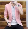 Blazer per abiti da uomo per uomo Summer Thin Casual Mezza manica Slim Fit Pink Suit Jacket Handsome Young Tinta unita Blazer Abbigliamento