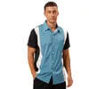 Hommes t-shirts mode rayures imprimé à manches courtes t-shirts chemise col rabattu bouton blouse décontractée vêtements d'été