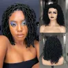 Synthetische pruiken Korte gevlochten pruiken Voor zwarte vrouwen Dreadlock-pruik Faux Locs-pruik Goddess Locs-pruik Bruin Zwart Afro-vlechten-pruik Synthetisch haar x0715