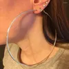 Boucles d'oreilles créoles 1 paire cercle rond exagéré femme européenne et américaine Simple roman métal lisse oreille bijoux
