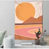 Tapices Cámaras de cúpula Paisaje Colgante de pared Tapiz de niña Camping Amanecer Pintura al óleo Patrón Atardecer Boho Tapiz Yoga Pad Decoración para dormir