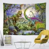 Gobeliny kamery kopułowe kreskówkowe zwierzę zwierzęta gobelin dinozaur ilustracja ścienna wisząca hippie wystrój salonu sypialnia bohemian
