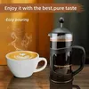 1pc 34oz koffiepers met 6 filters, perfect voor koffieliefhebbers geschenken ochtendkoffie, maximale smaak koffiebrouwer met roestvrijstalen filter, 1000ml, zwart
