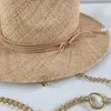 Szerokie czapki z czapki wiadra szerokie grzbiet Panama Hat Chain Słomka Fedora czapki dla kobiet letni hat wakacyjny zespół wakacyjny perły Pelels Conch Quality Hat 230714