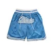 heren shorts basketbal shorts carolina vier zak rits naaien borduurwerk hoogwaardige outdoor sport shorts strand broek blauw 230714