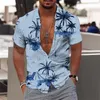 Męskie koszule 2023 Hawajska koszula tropikalna 3D na plaży wakacyjne krótkie sange letnia gładka koszulka retro xs-xl camisa