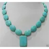 Pendant Necklaces Tibet Jewelry Ancient Tone Turquoise Bead13x18mm Necklace 18" 230714