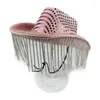 Berets Cowboy Hat With Sequins Glowing Tassels Shining String Lights Versatile For Street Club Bar Party