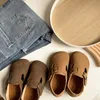 Sandalias Vintage Suede Mulas para 1 12Y Niño Niñas Niños Marrón Caffee Cuero genuino Niños Zapatos casuales Antideslizante Calzado de suela suave 230714