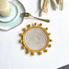 Bord Mattor Boho Round Placemat 13cm - Farmhouse Woven Jute Fringe Pompom Tassel Place Mat matsal Köksdekor Tribal Folk