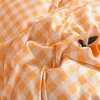 Наборы постельных принадлежностей INS Orange Checkerboard Pecet Cover Plat Sheet Pillowcases Twin Полный двойной розовый синий набор домашний декор для детей взрослые