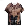 Męskie koszulki 3D nadruk tatuaż mięśni wzór mężczyzn seksowna koszulka szczupła z krótkim rękawem okrągła szyjka TEE TOPE Summer Fashion Funny Male Tshirt Zakres duży L230715