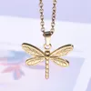 Chains Stainless Steel Vintage Cute Dragonfly Pendant Necklace For Women Men Exquisite Insect Design Choker Jewelry Party Gift