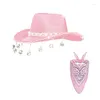 Berets Sparkling Cowboy Hat Pink Bandanaes для сценических шоу PO Studio реквизит