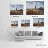 Handmade Canvas Art Fields of Tulip with The Rijnsburg Windmill Claude Monet Painting Countryside Landscapes Office Studio Decor