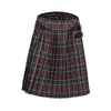 ベストメンズキルト伝統的な格子縞のベルトプリーツ両側チェーンブラウンゴシックパンクスコットランドタータンズボンスカート