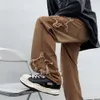 Męskie szorty mody Haft Haft Brown Pocket Pocket Men's Dżins Pants Y2K Odzież Prosty hip -hop bawełniane spodnie pantalon męskie 230714