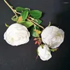 Dekorativa blommor 1Bunch 3heads Artificial Rose Pink Silk Buquets Bride Holding Fake Peony For Home Wedding Decoration Plant