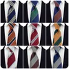 Bow Ties 8cm män Silk Royal Blue Grey Striped Jacquard Fashion Man Slits Cravat Ascot Neckwear For Wedding Party Yuy21