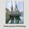 Pinturas a óleo pintadas à mão de arte em tela de barcos de pesca de Claude Monet em Honfleur Garden Landscape Artwork para decoração de restaurante