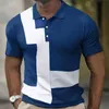 Camisetas de hombre Waffle Patchwork Polo para hombre Moda de verano Botón de solapa Camiseta de manga corta Tops Hombres Ropa casual de negocios Polos Camisetas L230715