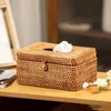 Taschentuchboxen, Servietten, elegant, handgefertigt, Rattan, Taschentuchbox, Servietten-Aufbewahrungsbehälter, Desktop-Toilettenpapierspender für das Heimbüro, R230715