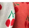 Maglioni da donna O-collo a maniche lunghe lavorato a maglia con stampa di ciliegie, maglioni, maglioni, maglieria dal design primaverile