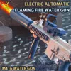 Gun Toys HUIQIBAO M416 Water Gun Flaming Fire Automatic Electric Pistol Summer Outdoor Shooting Game Fantasy Waters Fights Toys for Kids 230714