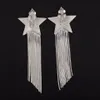 2024 Stud Stud Fashion Designer Brand Star Big Ear Clip Diamond Crystal Tassels örhängen Kvinnor Toppkvalitet Berömda lyxsmycken Shine Party