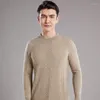 Men's Sweaters 2023 Autumn Winter Men Round Neck Half Turtleneck Solid Color Long Sleeve Knitted Pullover Wool Sweater