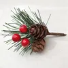 Dekorativa blommor Luda 40st Artificial Flower Red Christmas Berry and Pine Cone With Holly Branches Decoration for Home Floral Decor