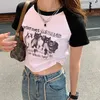 Damen-T-Shirt, Damen-T-Shirt, Y2k-Crop-Top, T-Shirt, Katzendruck, ultradünn, grafisch, Sommer, koreanische Mode, Harajuku, Straßenkleidung, kurzärmelig, ästhetische Kleidung 230714