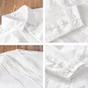 Koszule męskie 9662 Wiosna jesień mężczyzn w stylu długich rękawów biały prosty luźne klapy podstawowe żakard bawełniane bielizny cienkie kurtki Tops