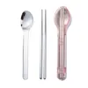 Dinnerware Sets Portable Dinner Set 304 Stainless Steel Spoon Fork Steak Knife Travel Cutlery Tableware With Case Dining Table