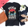 Mannen T-shirts Pugs Make Me Happy Katoenen T-shirts Kpop Ademende Zomer Korte mouwen Herenkleding Voor Mannen Zevity Camiseta Hombre Tshirt