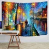 Tapestries Dome Cameras Valentine's Day Gift Tapestry Van Gogh Oil Målning nattvy vägg hängande romantisk kärlek par boho zigenare heminredning tapestry