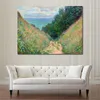 Canvas Art Claude Monet Painting Path at La Cavee Pourville Handmade Artwork Vibrant Decor for Wine Cellar